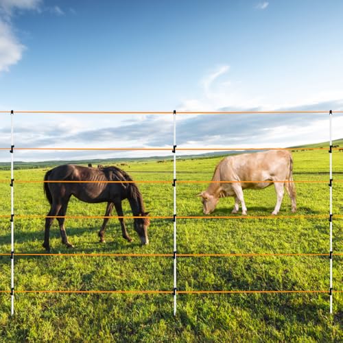 60'' Fiberglass Electric Fence Posts with Double Spikes for Animals, Garden Protection, etc. - 36 Posts Come with 180 Clips - size: 60" x 36 (180 Clips)
