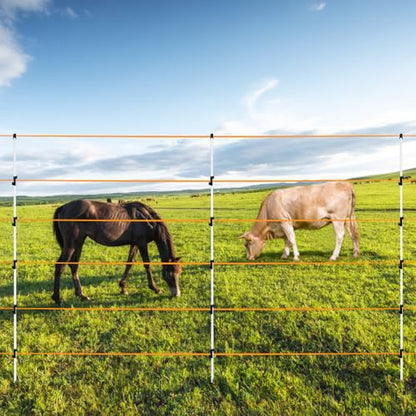 60'' Fiberglass Electric Fence Posts with Double Spikes for Animals, Garden Protection, etc. - 36 Posts Come with 180 Clips - size: 60" x 36 (180 Clips)