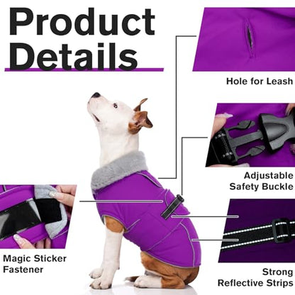 Lelepet Dog Winter Coats for Small Dogs Dog Jacket with Adjustable Buckle - color: Purple, size: S
