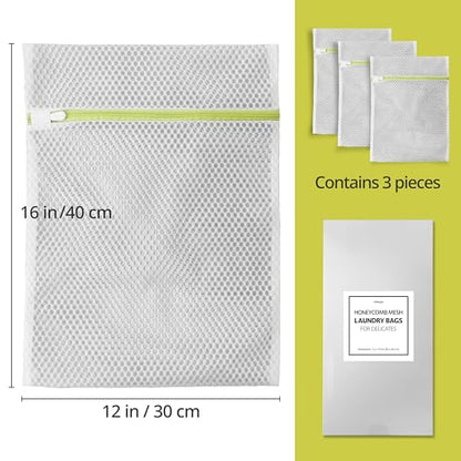 Laundry Bags, 3 Pcs Honeycomb Mesh Laundry Bags for Delicates, 12" x 16"