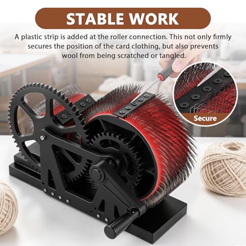 Consfly 3.15" Wool Drum Carder with Brush & Awl, for Combing Blending
