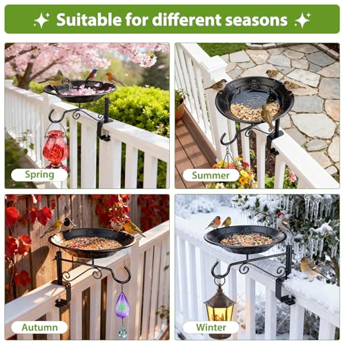 Balcony Bird Feeder, Bird Bath with Plant Hook for Outdoors, Black - style: 1 Tray with Hook