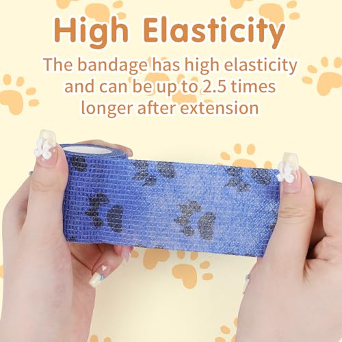 KIMOBER 12 Rolls Self Adhesive Pet Wrap Bandage Non-Woven Tape Vet Wrap Cohesive Bandages for Dogs Pet Animals Horse Cat Bird Animals,2 Inch x 5 Yards