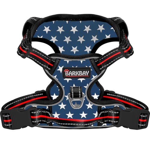 BARKBAY Dog Harness for Small Sized Dog No Pull Mesh 2 Clips Dog Vest - color: Blue Star-Mesh, size: X-Small