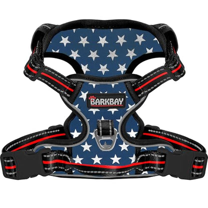 BARKBAY Dog Harness for Small Sized Dog No Pull Mesh 2 Clips Dog Vest - color: Blue Star-Mesh, size: X-Small