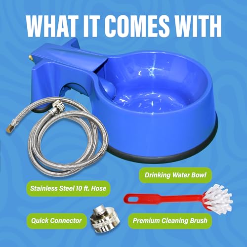 Water Bowl with 10 foot Long Stainless Steel Hose - size: 10 feet