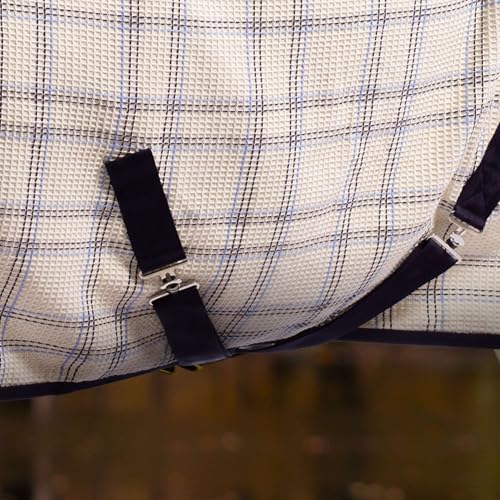 Equinavia Luftig Waffle Cooler | 100% Cotton - Natural/Blue - 66 in - color: Natural/Blue, size: 66 in