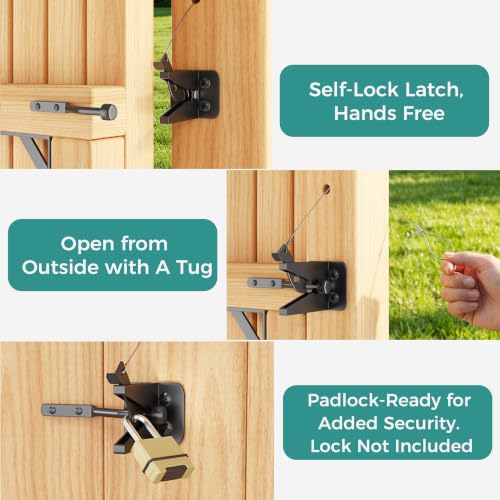 Self-Close Wooden Gate Hardware Kit, Heavy Duty Wood Bracket & Spring Hinge