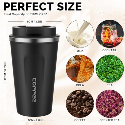MOMSIV 17oz Travel Coffee Mug, Insulated Coffee Cup with Leakproof Lid - color: A-Black-17oz