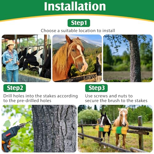 3 Pack Livestock Scratching Brush, Green and Yellow - color: Green and Yellow
