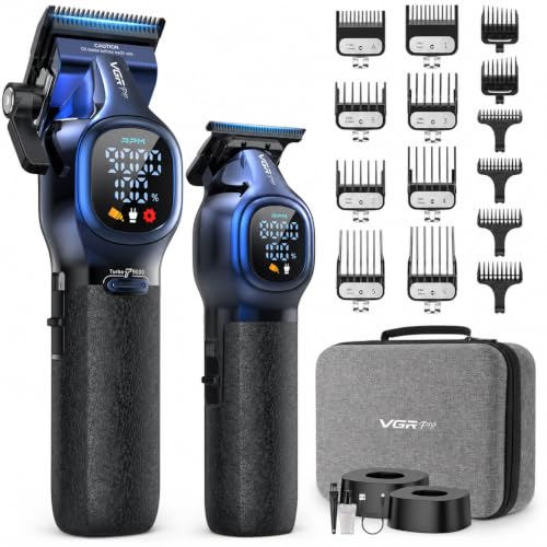 VGRPRO Professional Hair Clippers for Men, Cordless Clipper and Trimmer Set - color: Blue