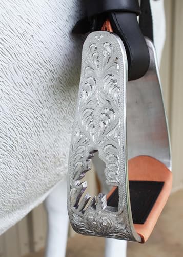 CHALLENGER Horse Saddle Western Riding Aluminum Stirrups Roper Angled Slanted Pair 51151v - color: Barrel Racer Silver