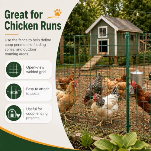 Green PVC Coated Welded Wire Fence 24 in x 100 ft, 16 Gauge 2 x 4 Inch Mesh Roll, Garden Fencing for Chicken Coop, Poultry, Yard, Pet and Plant Protection - size: 2"x4" 16GA 24"x100'-Green