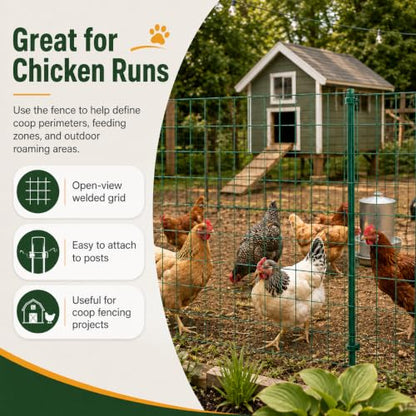 Green PVC Coated Welded Wire Fence 24 in x 100 ft, 16 Gauge 2 x 4 Inch Mesh Roll, Garden Fencing for Chicken Coop, Poultry, Yard, Pet and Plant Protection - size: 2"x4" 16GA 24"x100'-Green