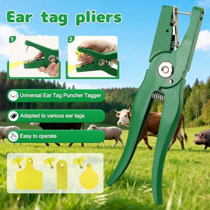 Livestock Ear Tag Applicator Universal Metal Cattle Ear Tagger Pliers Tool