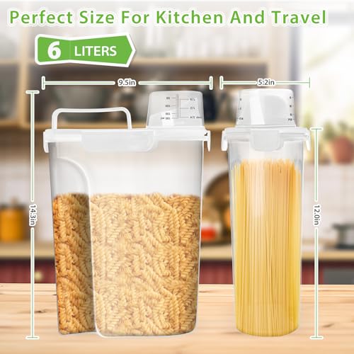 Viretec Rice Storage Container, 5 to 10lb Dry Food Airtight Dispenser, Pet Dog Cat Food Canister, BPA Free Clear Plastic Kitchen and Pantry Organization Bin for Oatmeal, Cereal, Pasta, Flour White - color: 6L/White