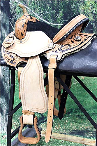 HILASON Western Horse Saddle American Leather Flex Trail Barrel Black | for Horses - size: 17 In