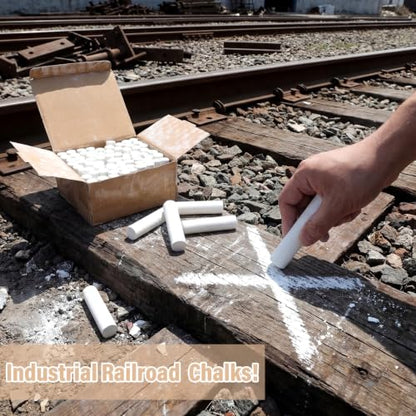 White 144 Pcs Large 4 x 1 Inch Railroad Crayon Chalk - color: White