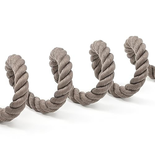 Mile High Life Dog Leash Braided Cotton Rope with Leather-Reinforced Ends - color: Camel, size: 60 Inch-1/2"