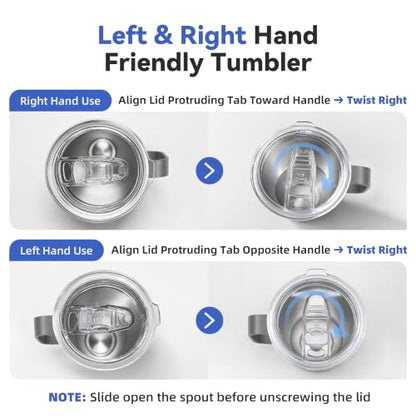 30 oz Stainless Steel Tumblers Bulk with Handle and Lid, 4 Pack - color: Gray