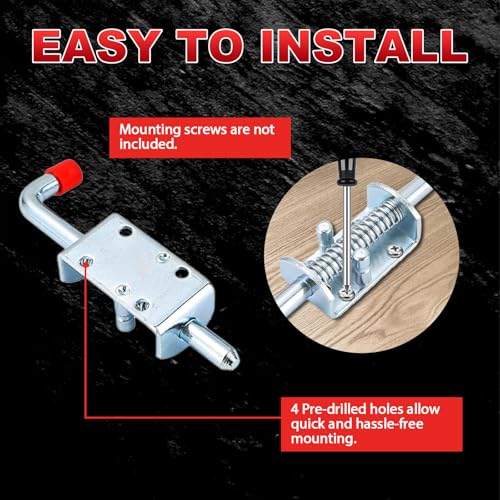 MAOPINER 4PCS Metal Barrel Bolt Latch, 6.5" Spring Loaded Door Lock | Zinc Plated Slide Bolt with Grip Handle for Ramp Doors, Fences, RVs, Gates and General Hardware Applications