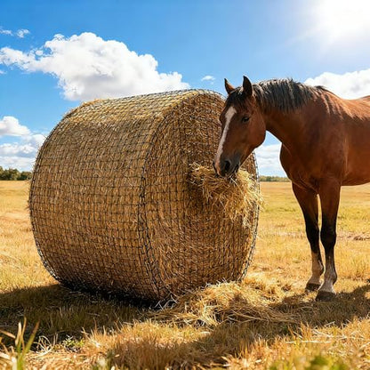 Martx 5x5ft Round Bale Hay Net for Horses Slow Feed, Knotless Feeder - size: 5x5ft