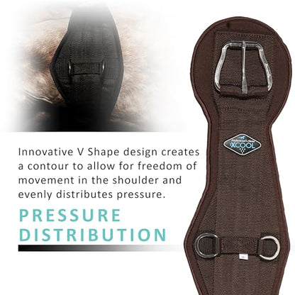 Professional's Choice 2XCOOL Cinch | Cooling Minerals Infused in Liner | V-Shaped Design for Pressure Distribution | Extra Padding to Prevent Pinching | Honeycomb Silicone Soft Grip - color: Chocolate, size: 34"
