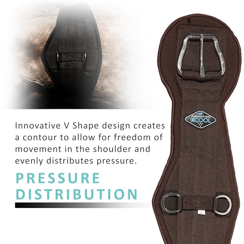 Professional's Choice 2XCOOL Cinch | Cooling Minerals Infused in Liner | V-Shaped Design for Pressure Distribution | Extra Padding to Prevent Pinching | Honeycomb Silicone Soft Grip - color: Chocolate, size: 28"