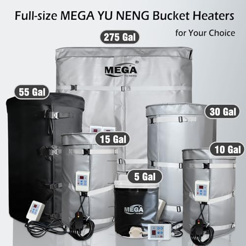 Industrial Grade/Weather Resistant Drum Heating Blanket,55 Gal Drum Heater Fixed Thermostat 0-150℉,Insulated Pail Band Heater with 10ft Power Cable - size: 55Gal