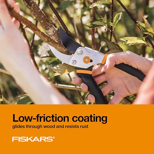Fiskars Bypass Pruning Shears, 5/8" Cut Capacity Garden Clippers | Self-Cleaning Sap Groove Prevents Sticking, Non-Slip Grip for Cutting Stems & Branches, Steel Blades w/ Low-Friction Coating - style: Bypass Pruner