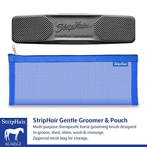 Horse Grooming Kit 8-piece The Gentle Groomer 6-in-1 Shed Groom Massage Tool & Pouch, 2 Packs Bamboo Cloth Wipes, 2 Coat Cleaners, Tote Bag