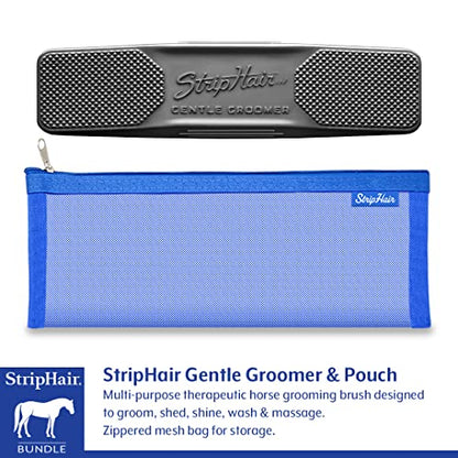 Horse Grooming Kit 8-piece The Gentle Groomer 6-in-1 Shed Groom Massage Tool & Pouch, 2 Packs Bamboo Cloth Wipes, 2 Coat Cleaners, Tote Bag