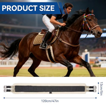 47" Western Saddle Cinch, Horse Girth, Thickened Elastic Webbing & Plush Design, English Girths for Horses, Zinc - Alloy Hardware for Durability, Prevents Loosening