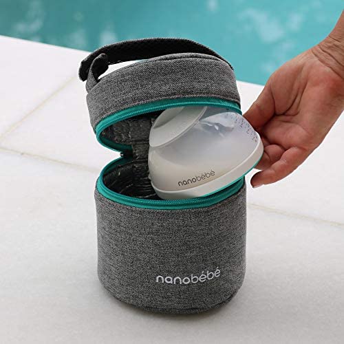 Nanobebe Breastmilk Baby Bottle Cooler & Travel Bag with Ice Pack Included. Compact Triple Insulated, Easily attaches to Stroller or Diaper Bag- Grey - size: Standard