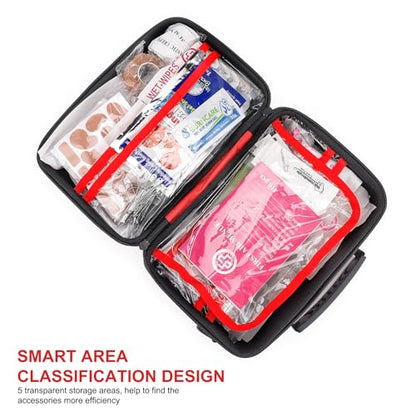 Gevoke 410 Piece Waterproof Hard Shell First Aid Kit, Red | For Home, Car, Travel, Camping, Truck, Hiking, Sports, Office, Vehicle & Outdoor, Emergency Medical Kits - color: Red