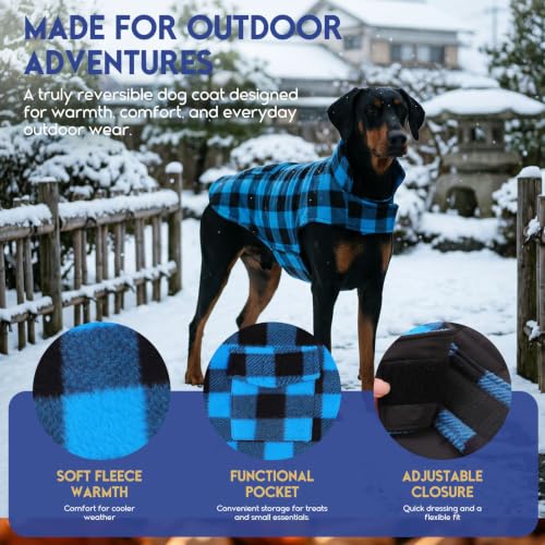 ASENKU Reversible Dog Winter Coat, Dog Jacket for Small Medium Large Dogs - color: Blue, size: X-Small