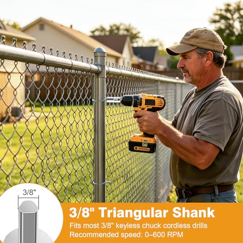 Chain Link Fence Ties: 9 Gauge Fence Wire Twisting Tool for Drill
