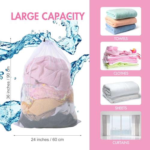 Berlune 1 Pc Large Mesh Laundry Bags - color: White