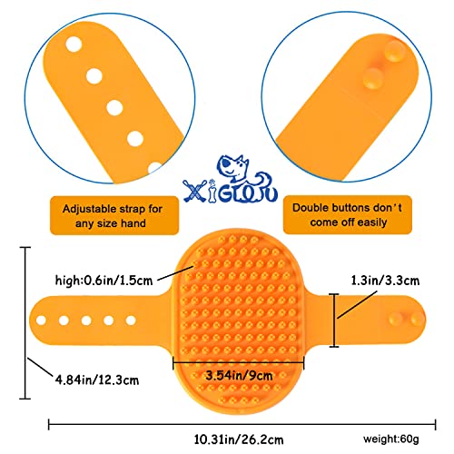 XIGOU Dog Bath Brush, 2 Pcs Short Hair Grooming Brush for Dogs & Cats - Soothing Massage Rubber Bristles Curry Comb with Adjustable Handle
