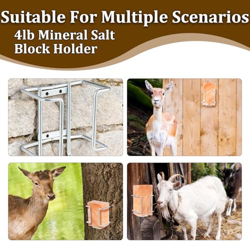 Salt Block Holder for Deer, Horses & Goats, Mineral Block Holder | Rust Resistant Deer Salt Lick Block Feeder, Hanging Salt Holder for Livestock, Fits Standard 4 lb Mineral Blocks - size: 1 Pcs