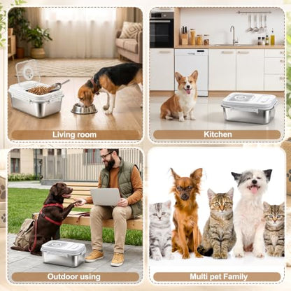 7-13 lb Stainless Steel Dog Food Storage Container - size: 7-13 lb, style: Square Box