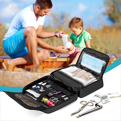 Trunab First Aid Trauma Bag with 2 Inner Flaps, Medical Supplies Pouch - color: Black
