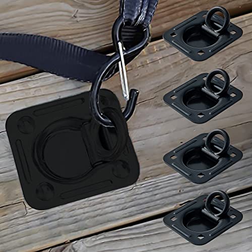 Lonffery 4 Pack Recessed D-Ring Tie Down Anchors (6,000 lb. Capacity), Heavy Duty Kit for Trailer or Deliveries, Black - size: 4 pack