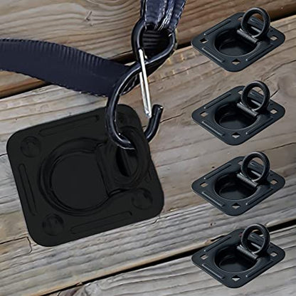 Lonffery 4 Pack Recessed D-Ring Tie Down Anchors (6,000 lb. Capacity), Heavy Duty Kit for Trailer or Deliveries, Black - size: 4 pack