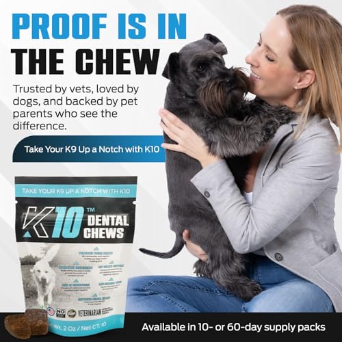 K10 Dental Chews for Dogs, Human-Grade Dog Dental Cleaning Chews, 10 Count - style: Dental Chews 10 Count