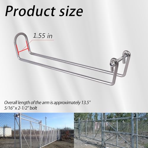 Over Throw Wire Arm Top Gate Latch Chain Link,13.5" Long | Over Wire Arm Throw Over Latch Fits for Double Drive Chain Link Gates With 1-1/8" Or 1-3/8" OD Round Tube Residential Frames