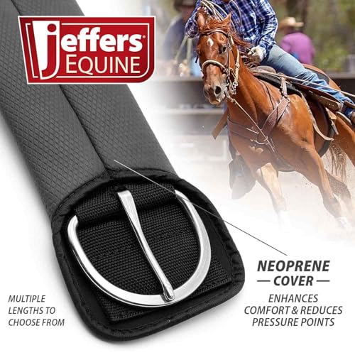 Jeffers Equine Western PVC Straight Cinch – Black Horse Girth for Saddles, Roping, Barrel Racing, Trail Riding – 1/4" Thick, 4 Layer Nylon Reinforced, Stainless Steel Hardware