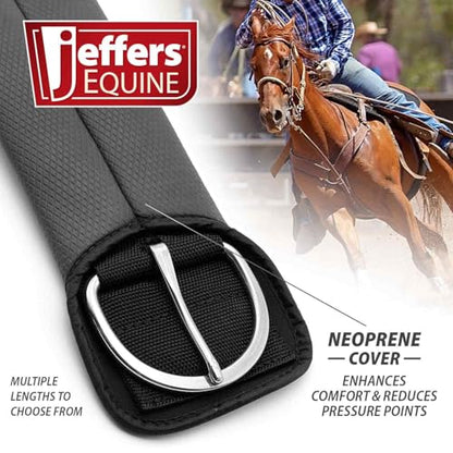 Jeffers Equine Western PVC Straight Cinch – Black Horse Girth for Saddles, Roping, Barrel Racing, Trail Riding – 1/4" Thick, 4 Layer Nylon Reinforced, Stainless Steel Hardware