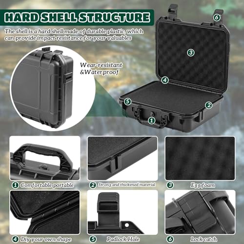 Relaxweex 8.5 x 6.5 x 3.7 Inch Waterproof Hard Case, Black, Grid Shell - color: Black, size: 8.5 x 6.5 x 3.7 Inch, style: Grid Shell