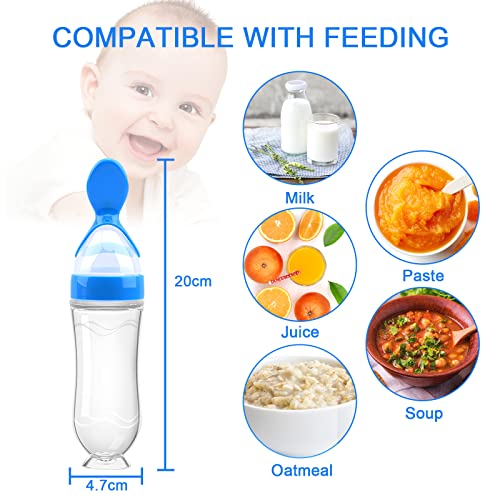 Food Feeder Baby Fruit Feeder Pacifier (3 Pcs) with 6 Different Sized Silicone Pacifiers 2 PCS Silicone Babies Food Dispensing Spoon 90ML with 2 Baby Spoons Bottle Brush Pacifier Clip - color: 01-Multicolor